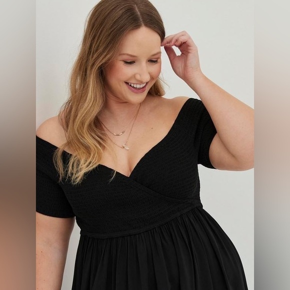 Mini Challis off-shoulder surpluses skater dress size 5 - Picture 4 of 12